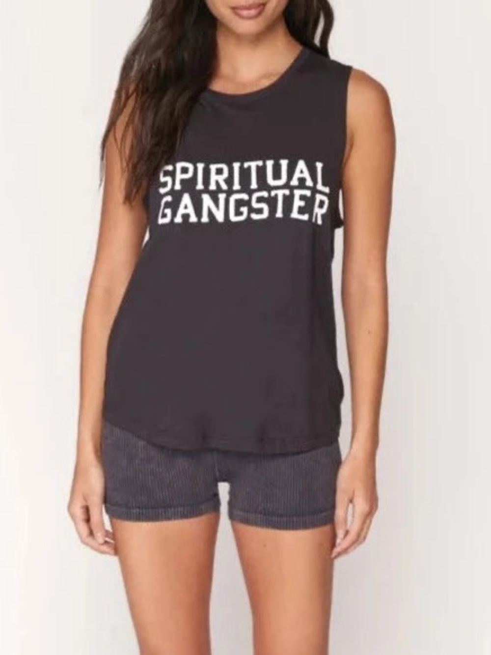 Spiritual Gangster Charcoal Black Sleeveless Logo Tank